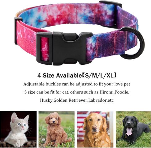Tie Dye Dog Collar Pet Funny Dog Leash Set for Small Medium Large Dogs Tie Dye Collars (S(9.8'' - 12'')) in Saudi Arabia