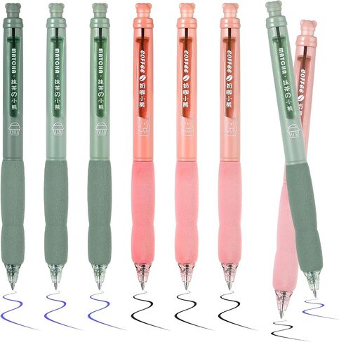 Mabor 8Pcs Retractable Erasable Gel Pens Cute Bear Dessert 0.5 mm Point Erasable Pens with Eraser Black and Blue Ink Smooth Writing Pens for Note Taking Journaling School Supplies in Saudi Arabia