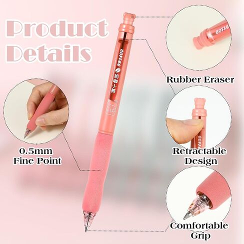 Mabor 8Pcs Retractable Erasable Gel Pens Cute Bear Dessert 0.5 mm Point Erasable Pens with Eraser Black and Blue Ink Smooth Writing Pens for Note Taking Journaling School Supplies in Saudi Arabia