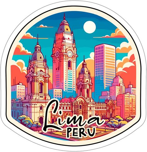 Lima Peru Sticker Weatherproof Vintage Decal Vinyl Small Waterproof for Water Bottle Mug Passport Scrapbook Notebook Laptop Tumbler Skateboard Computer Phone 4" ID44990 in Saudi Arabia