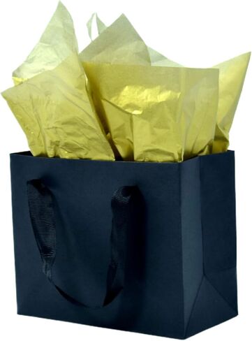 JUNESHE Small Gift Bags with Handles & Tissue Paper,6 Pack 6.3"×3.1"×5.1" Mini Black Gift Bags, Tiny Gift Wrap for Jewelry box, Candles, Retail, Birthday Party Favors, Baby Shower in Saudi Arabia