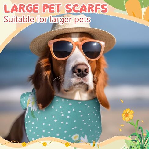 Amylove 50 Pcs Dog Bandanas Bulk for Dogs Puppy Floral Dog Bibs Holiday Washable Scarf Pets Triangle Head Scarfs Bandanas Pet Costume Dog Outfit(Flower,Large) in Saudi Arabia