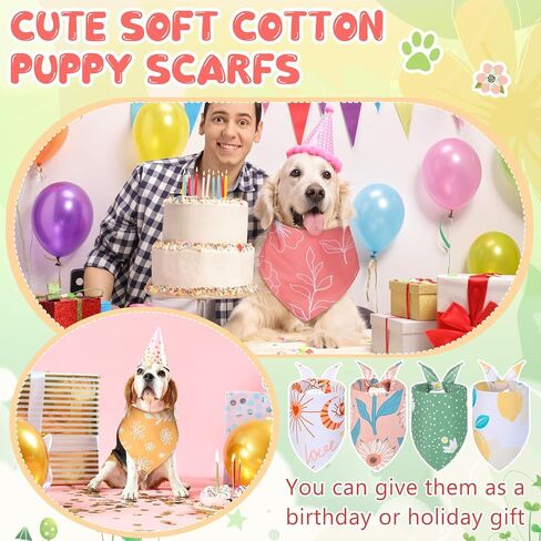 Amylove 50 Pcs Dog Bandanas Bulk for Dogs Puppy Floral Dog Bibs Holiday Washable Scarf Pets Triangle Head Scarfs Bandanas Pet Costume Dog Outfit(Flower,Large) in Saudi Arabia