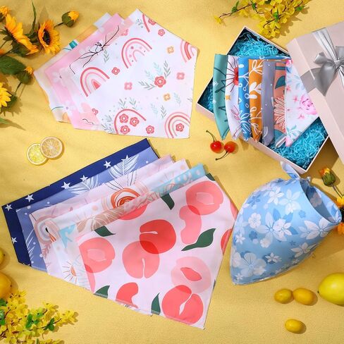 Amylove 50 Pcs Dog Bandanas Bulk for Dogs Puppy Floral Dog Bibs Holiday Washable Scarf Pets Triangle Head Scarfs Bandanas Pet Costume Dog Outfit(Flower,Large) in Saudi Arabia