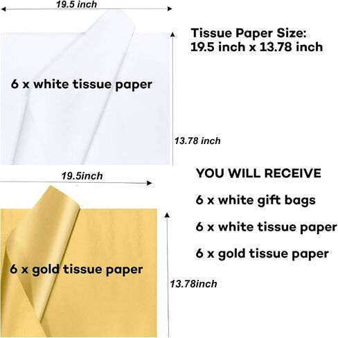 JUNESHE Small Gift Bags with Handles & Tissue Paper,6 Pack 6.3"×3.1"×5.1" Mini Black Gift Bags, Tiny Gift Wrap for Jewelry box, Candles, Retail, Birthday Party Favors, Baby Shower in Saudi Arabia