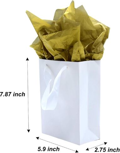 JUNESHE Small Gift Bags with Handles & Tissue Paper,6 Pack 6.3"×3.1"×5.1" Mini Black Gift Bags, Tiny Gift Wrap for Jewelry box, Candles, Retail, Birthday Party Favors, Baby Shower in Saudi Arabia