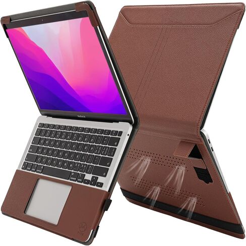 TYTX MacBook Air 13 Inch Case - PU Leather Laptop Case with Vents and Stand Function, Blue in Saudi Arabia