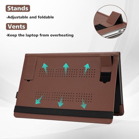 TYTX MacBook Air 13 Inch Case - PU Leather Laptop Case with Vents and Stand Function, Blue in Saudi Arabia