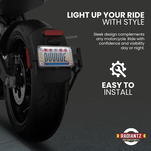 Complete Motorcycle License Plate Frame White LED 6" (Black) in Saudi Arabia
