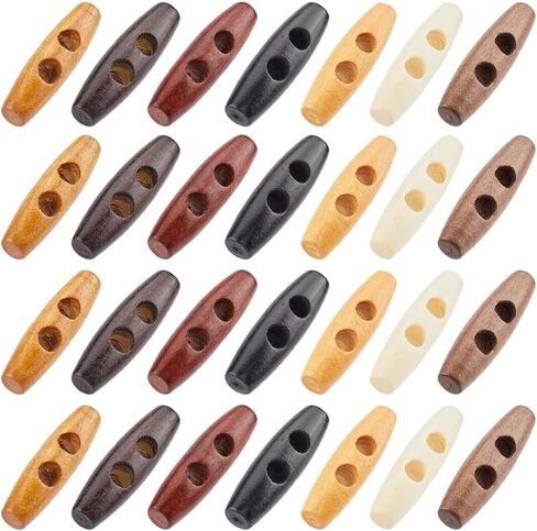 GORGECRAFT 84Pcs 7 Colors Wood Toggle Buttons 1.77x0.5 Horn Shaped Wooden Button Accessories 2 Holes Wood Sweater Coats Buttons Replacement for Jacket Clothing Sewing DIY Art Craft, Hole: 6.5mm in Saudi Arabia