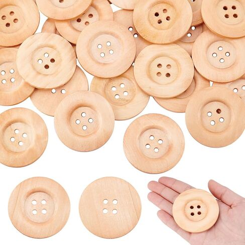 OLYCRAFT 30Pcs Flat Round Wood Buttons 4 Hole Wood Sewing Button 2.4 Inch Large Size Wood Sewing Buttons 4.5mm Hole Handmade Buttons for Sewing Clothing Accessories DIY Crafting Projects Decorations in Saudi Arabia
