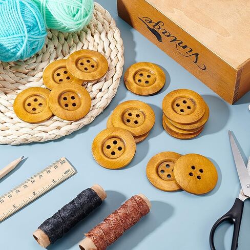 OLYCRAFT 30Pcs Flat Round Wood Buttons 4 Hole Wood Sewing Button 2.4 Inch Large Size Wood Sewing Buttons 4.5mm Hole Handmade Buttons for Sewing Clothing Accessories DIY Crafting Projects Decorations in Saudi Arabia