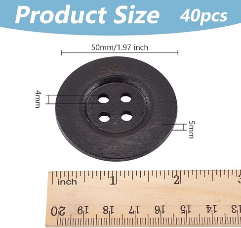 OLYCRAFT 30Pcs Flat Round Wood Buttons 4 Hole Wood Sewing Button 2.4 Inch Large Size Wood Sewing Buttons 4.5mm Hole Handmade Buttons for Sewing Clothing Accessories DIY Crafting Projects Decorations in Saudi Arabia