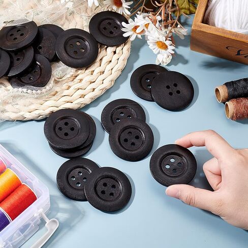 OLYCRAFT 30Pcs Flat Round Wood Buttons 4 Hole Wood Sewing Button 2.4 Inch Large Size Wood Sewing Buttons 4.5mm Hole Handmade Buttons for Sewing Clothing Accessories DIY Crafting Projects Decorations in Saudi Arabia