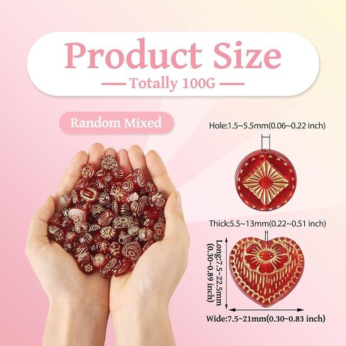 Beadthoven 100G Assorted Vintage Acrylic Beads - Transparent Flower Leaf, Gold Plated Bohemia Aesthetic Imitated Czech Beads for Jewelry Making - Bracelet, Necklace DIY Crafts - Brown in Saudi Arabia