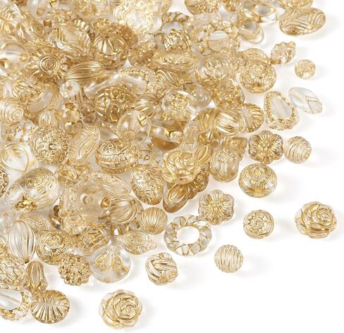 Beadthoven 100G متنوعة خمر الاكريليك الخرز شفافة زهرة ورقة الاكريليك الخرز الذهب تصفيح بوهيميا الخرز الجمالي تقليد الخرز التشيكي لصنع المجوهرات سوار قلادة DIY الحرف الأحمر in Saudi Arabia