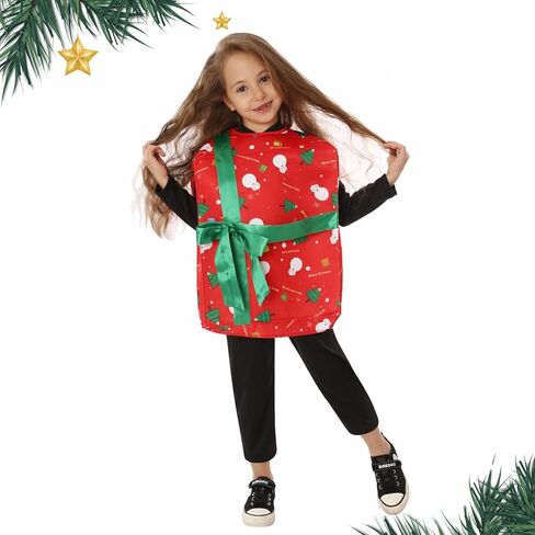 Christmas Gift Box Costume for Kids Sleeveless Christmas Costumes Cosplay Outfit Top for Boys Girls in Saudi Arabia