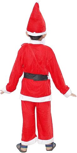 Kaku Fancy Dresses Santa Claus Christmas Costume for Kids with White Beard, Cap, Belt and Bag, Velvet Santa Xmas Dress in Saudi Arabia
