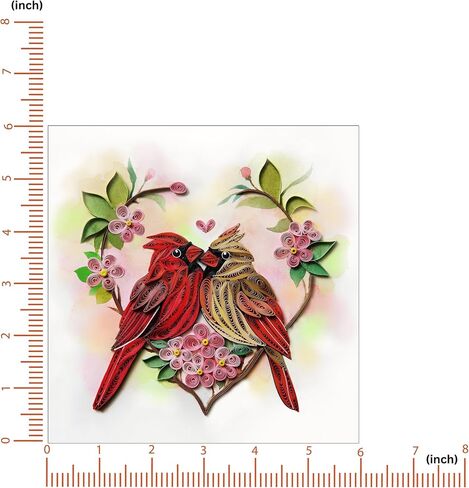 Cardinal Couple Birds Card, Christmas Card, Merry Xmas Religious Greeting Card, Artful Quilling Quilled Card for Holiday, New Year, Mom, Dad, Grandma, Friend, Boss (Cardinal) in Saudi Arabia