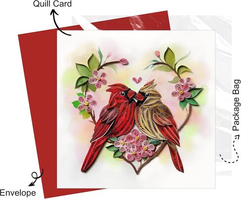 Cardinal Couple Birds Card, Christmas Card, Merry Xmas Religious Greeting Card, Artful Quilling Quilled Card for Holiday, New Year, Mom, Dad, Grandma, Friend, Boss (Cardinal) in Saudi Arabia