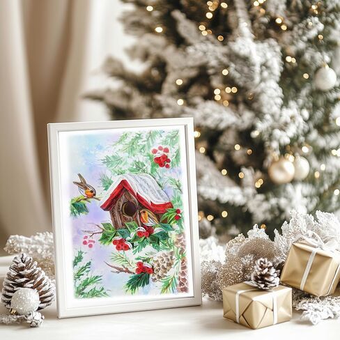 Cardinal Couple Birds Card, Christmas Card, Merry Xmas Religious Greeting Card, Artful Quilling Quilled Card for Holiday, New Year, Mom, Dad, Grandma, Friend, Boss (Cardinal) in Saudi Arabia