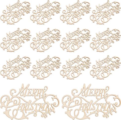 housoutil 20pcs عيد ميلاد سعيد القواطع الخشبية، رسائل عيد الميلاد الخشبية، قطع الخشب غير المكتملة حرف عيد الميلاد الحرف علامة الديكور لغرفة نوم المزرعة غرفة المعيشة DIY سكرابوكينغ in Kuwait