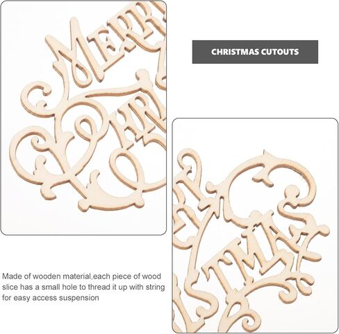 housoutil 20pcs عيد ميلاد سعيد القواطع الخشبية، رسائل عيد الميلاد الخشبية، قطع الخشب غير المكتملة حرف عيد الميلاد الحرف علامة الديكور لغرفة نوم المزرعة غرفة المعيشة DIY سكرابوكينغ in Kuwait