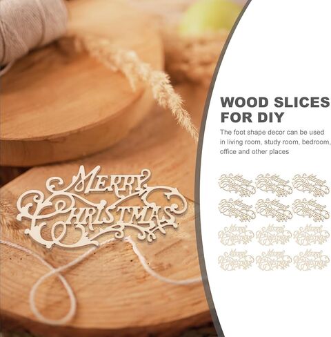 housoutil 20pcs عيد ميلاد سعيد القواطع الخشبية، رسائل عيد الميلاد الخشبية، قطع الخشب غير المكتملة حرف عيد الميلاد الحرف علامة الديكور لغرفة نوم المزرعة غرفة المعيشة DIY سكرابوكينغ in Kuwait