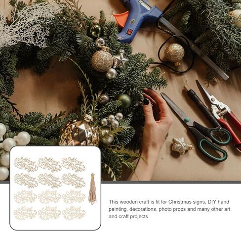 housoutil 20pcs عيد ميلاد سعيد القواطع الخشبية، رسائل عيد الميلاد الخشبية، قطع الخشب غير المكتملة حرف عيد الميلاد الحرف علامة الديكور لغرفة نوم المزرعة غرفة المعيشة DIY سكرابوكينغ in Kuwait