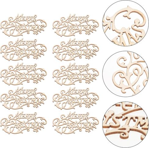housoutil 20pcs عيد ميلاد سعيد القواطع الخشبية، رسائل عيد الميلاد الخشبية، قطع الخشب غير المكتملة حرف عيد الميلاد الحرف علامة الديكور لغرفة نوم المزرعة غرفة المعيشة DIY سكرابوكينغ in Kuwait