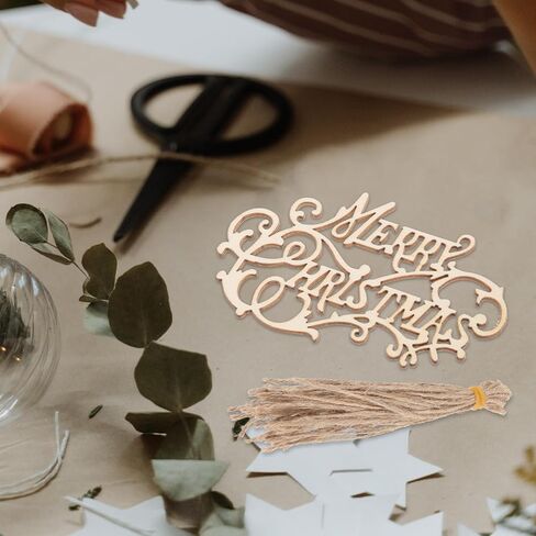 housoutil 20pcs عيد ميلاد سعيد القواطع الخشبية، رسائل عيد الميلاد الخشبية، قطع الخشب غير المكتملة حرف عيد الميلاد الحرف علامة الديكور لغرفة نوم المزرعة غرفة المعيشة DIY سكرابوكينغ in Kuwait