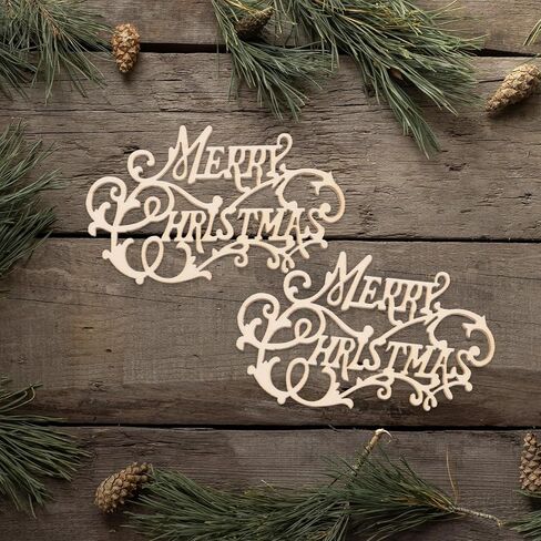 housoutil 20pcs عيد ميلاد سعيد القواطع الخشبية، رسائل عيد الميلاد الخشبية، قطع الخشب غير المكتملة حرف عيد الميلاد الحرف علامة الديكور لغرفة نوم المزرعة غرفة المعيشة DIY سكرابوكينغ in Kuwait