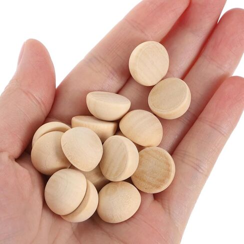 Half Wooden Beads, 100pcs 8mm Natural Unfinished Wood Beads Mini Hemisphere Wood Craft Domes Balls for Paint DIY Craft Kids Arts Supplies in Kuwait