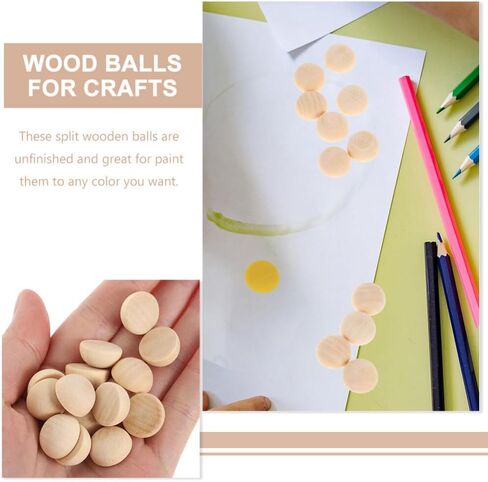 Half Wooden Beads, 100pcs 8mm Natural Unfinished Wood Beads Mini Hemisphere Wood Craft Domes Balls for Paint DIY Craft Kids Arts Supplies in Kuwait