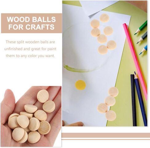 Half Wooden Beads, 100pcs 8mm Natural Unfinished Wood Beads Mini Hemisphere Wood Craft Domes Balls for Paint DIY Craft Kids Arts Supplies in Kuwait