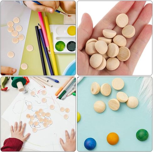 Half Wooden Beads, 100pcs 8mm Natural Unfinished Wood Beads Mini Hemisphere Wood Craft Domes Balls for Paint DIY Craft Kids Arts Supplies in Kuwait