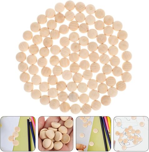 Half Wooden Beads, 100pcs 8mm Natural Unfinished Wood Beads Mini Hemisphere Wood Craft Domes Balls for Paint DIY Craft Kids Arts Supplies in Kuwait