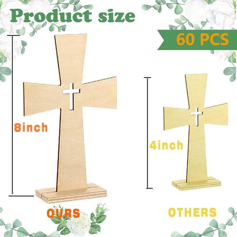 36 Pieces Catholic Wooden Crosses Bulk for Baptism Unfinished Wooden Wall Cross with Stand for Centerpieces Cross Wall Decor Wood Standing Cross for First Communion Baptism Craft,8 x 5 Inch in Saudi Arabia