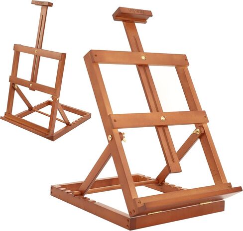 VISWIN Heavy-Duty H-Frame Tabletop Wooden Easel, Hold Canvas up to 23", Adjustable Beech Wood Artist Desktop Easel for Painting Canvas, Adults, Beginners in Kuwait