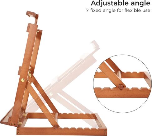 VISWIN Heavy-Duty H-Frame Tabletop Wooden Easel, Hold Canvas up to 23", Adjustable Beech Wood Artist Desktop Easel for Painting Canvas, Adults, Beginners in Kuwait