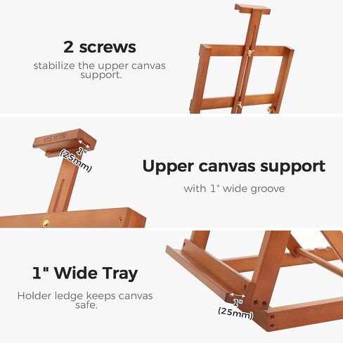 VISWIN Heavy-Duty H-Frame Tabletop Wooden Easel, Hold Canvas up to 23", Adjustable Beech Wood Artist Desktop Easel for Painting Canvas, Adults, Beginners in Kuwait