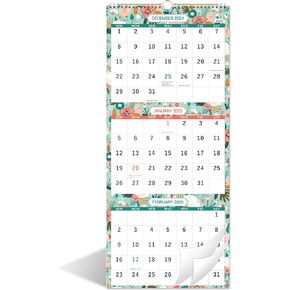 2025 Wall Calendar - 3 Month Wall Calendar Display (Folded in one Month), Jan. 2025 - Dec. 2025, 11.25" x 26", 3 Month Calendar 2025
