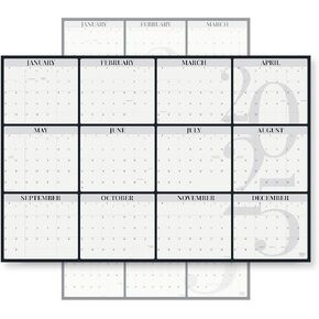 Rileys & Co. 2025 Wall Calendar 36"x24" - Large Dry Erase Calendar for Wall, Double-Sided Erasable Laminated Yearly Planner, Wall Calendar Dry Erase Large, Wall Planner (Pink)