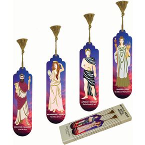 Pictor Gift Myth and Hero Decorative 4 Piece Bookmark Set, Artwork Metal Pressed with Suede Back (Myth and Hero Alpha Series)