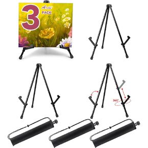 AROIC 24 Pack 14'' Tabletop Easels, Black Steel Table Top Easels for Display, Adjustable Portable Table Top Easel for Paintings, Signs, Posters,Frame Pictures(with 24 Bags)