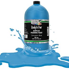 Pouring Masters Cerulean Blue Acrylic Ready to Pour Pouring Paint - Premium 64-Ounce Pre-Mixed Water-Based - for Canvas, Wood, Paper, Crafts, Tile, Rocks and More