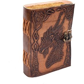 Vintage Journal, Vintage Dragon Journal Leather, 200 Deckle Edge Handmade Paper, Leather Journal, Leather Notebook, Leatrher Sketchbook, Dragon Journal for Women, Dragon Journal Leather (8 x 6 Inch,