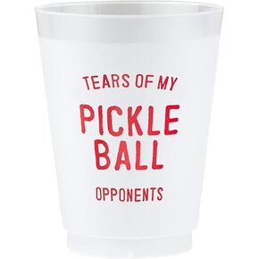 Santa Barbara Design Studio Reusable Plastic Party Cup Pack Frost Flex Cups, 8-Count/16-Ounce, Pickleball Opponents