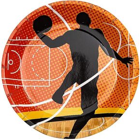 Fun Express Basketball Party Basketball Player Silhouette Paper Dessert Plates - 8 Ct.