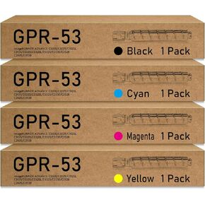 Remanufactured GPR-53 GPR53 Toner Cartridge Replacement for Canon GPR 53 for ImageRunner Advance C3020/C3025/C3120L/C3125/C3320/C3320L/C3325/C3330 Printer(4 Pack, BK/C/Y/M)